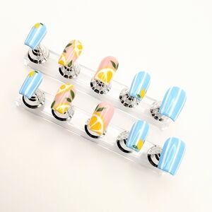 Handcrafted Summer Lemon Wedge Press-On Nails